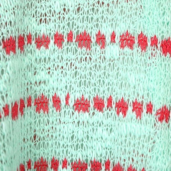 LuLaRoe Lindsay Kimono Cardigan Sweater Shirt Mint‎ Green Red Striped M Medium - Picture 9 of 10